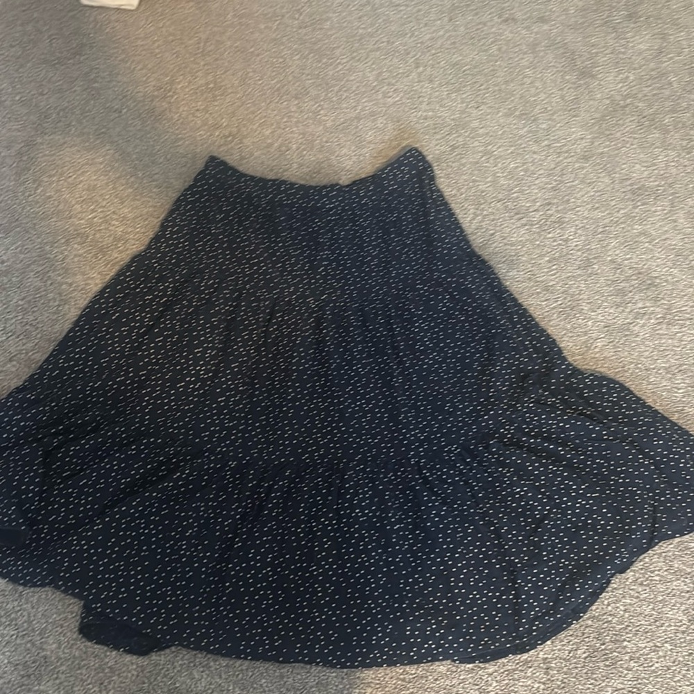 Blue polkadot tiered skirt